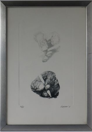 Renzo Vespignani "Senza titolo" 1971
acquaforte
(lastra cm 34,5x23; foglio cm 49