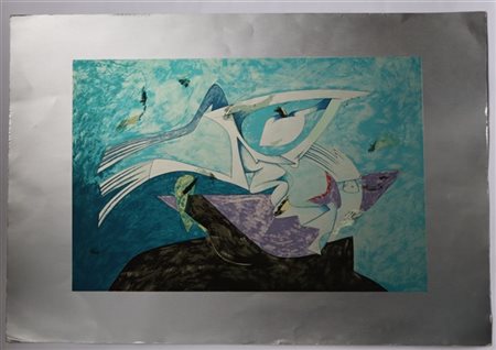 Gianni Dova "Volo" 1985
serigrafia a colori
cm 69x100
Firmata e numerata S/Z in