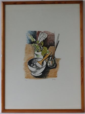 Renato Guttuso "Natura morta" 
litografia a colori
cm 69x49
numerata in basso a