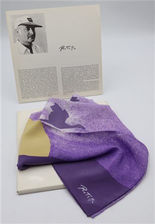 Mimmo Rotella "Senza titolo" 
foulard in seta con stampa da un bozzetto dell'art