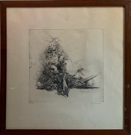 Sergio Saroni "Senza titolo" 
acquaforte
(lastra cm 29,5x29,5; foglio cm 49,5x46