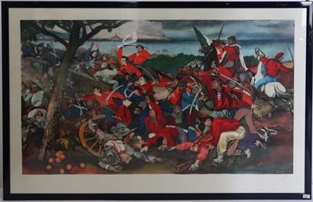 Renato Guttuso "La battaglia di Ponte Ammiraglio" 
acquaforte e acquatinta a col