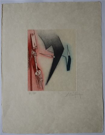 Wifredo Lam "Senza titolo" 
acquaforte e acquatinta a colori su carta giapponese