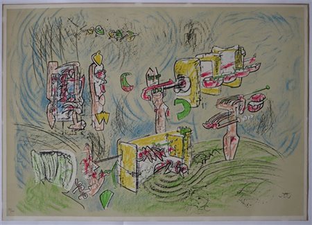 Roberto Matta "Senza titolo" 
litografia a colori
cm 53x76
firmata e numerata 55
