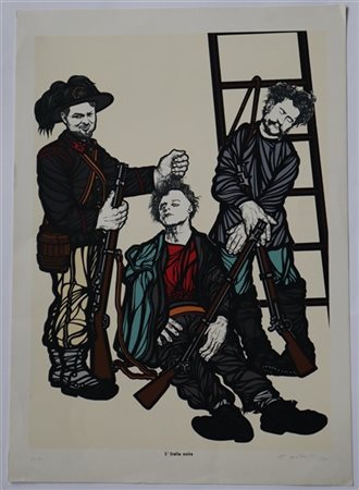 Flavio Costantini "L'Italia unita" 1975
serigrafia a colori
cm 70,5x50
Firmata e