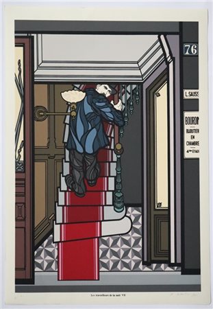 Flavio Costantini "Les travailleurs de la nuit VII" 1975
serigrafia a colori
cm