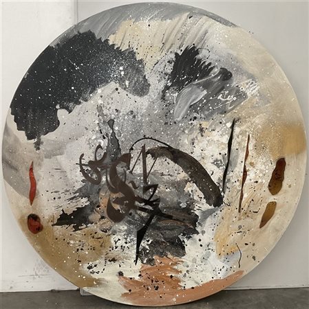 Ignoto, "Senza titolo" tecnica mista su tavola
d cm 120 (lievi difetti)