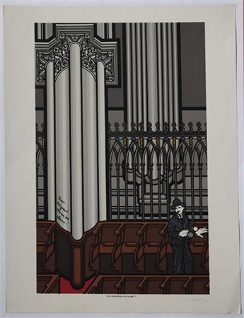 Flavio Costantini "Les travailleurs de la nuit V" 1974
serigrafia a colori
cm 80