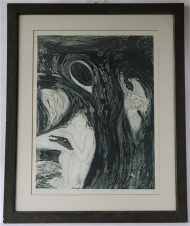 Mimmo Paladino "Ex gocce nella valle" 1982
acquaforte - prova d'artista
Lastra c