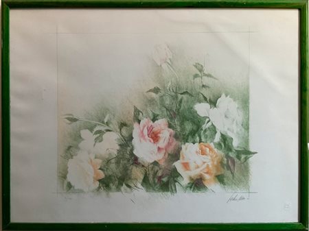 Pedro Cano Due litografie a colori raffiguranti rispettivamente fichi e rose
cm