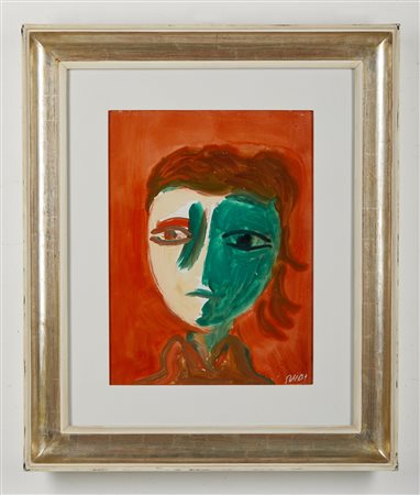 GUIDI VIRGILIO (1891 - 1984) - Testa fondo rosso.