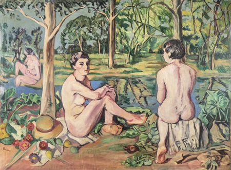 ALBINO GALVANO<BR>Torino 1907 - 1990<BR>"Bagnanti" 1932