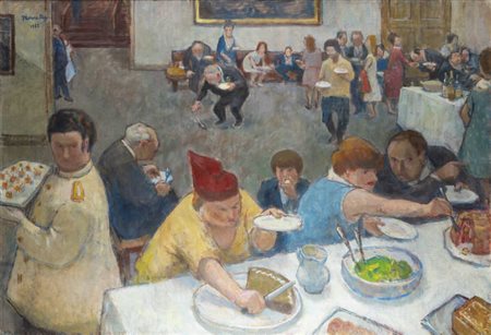 GIUSEPPE NOVELLO<BR>Codogno 1897- 1988<BR>"Pranzo in piedi" 1982