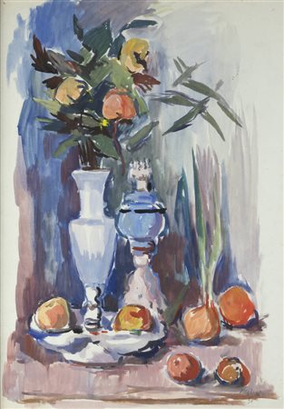 ENRICO PAULUCCI<BR>Genova 1901 - 1999 Torino<BR>"Natura morta con fiori e frutta" 1936