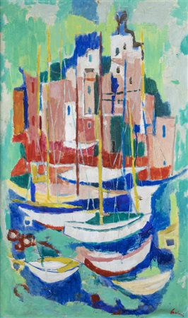 ENRICO PAULUCCI<BR>Genova 1901 - 1999 Torino<BR>"Barche" primi anni '50