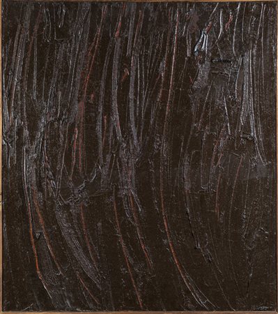 PIERO RUGGERI<BR>Torino 1930 - 2009<BR>"Marrone con curva" 1988