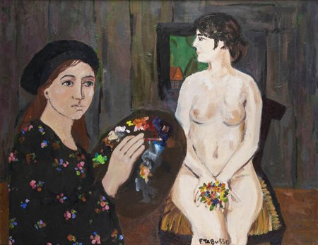 FRANCESCO TABUSSO<BR>Sesto San Giovanni (MI) 1930 - 2012 Torino<BR>"La pittrice"