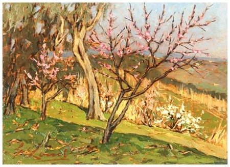 GIOVANNI LOMI Ardenza 1889 – Ardenza 1969 Primavera 1940 c. Olio su tavola 17...