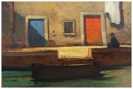 RENATO NATALI Livorno 1883 – Livorno 1979 Livorno scomparsa Olio su faesite...