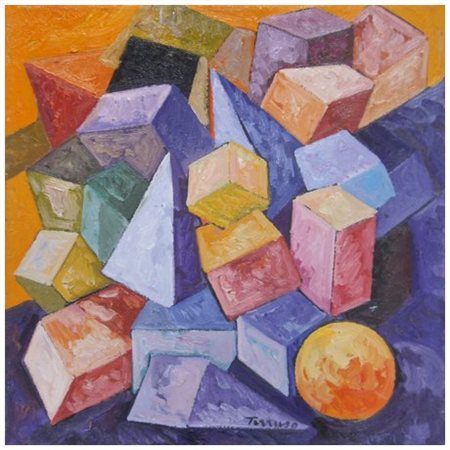 SAVERIO TERRUSO Monreale 1939 – Milano 2003 Senza titolo Olio su tela 40 x 40...