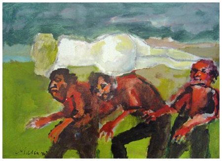 MINO MACCARI Siena 1898 – Roma 1989 Senza titolo anni '60 Olio su tela 25 x...