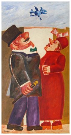 FRANZ BORGHESE Roma 1941 – Roma 2005 Senza titolo Olio su tela 60 x 30. Firma...