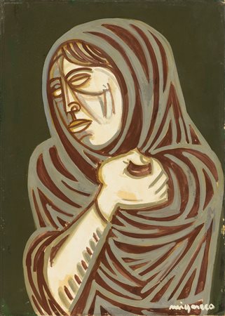 GIUSEPPE MIGNECO, DONNA CON SCIALLE, ANNI SETTANTA