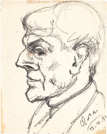 Ottone Rosai, Ritratto di uomo di profilo, 1953