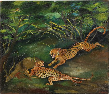 Antonio Ligabue, Tigre con leopardo, 1944-45