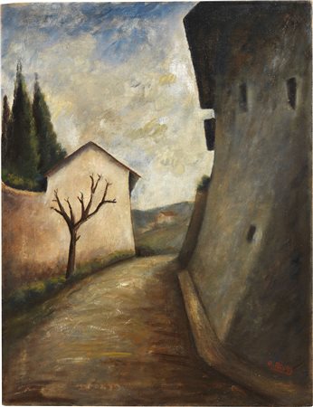 Ottone Rosai, Paesaggio con case e alberi, 1932 ca.