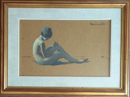 Giacobbi Ernesto (1891-1964) - Nudo femminile seduto - olio su faesite...