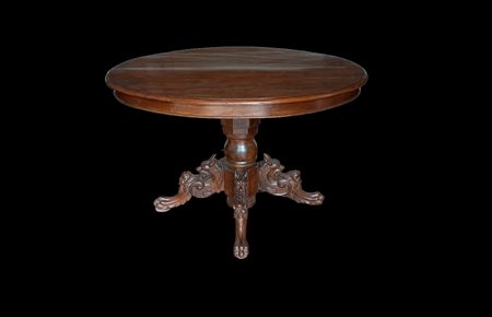 Tavolo ovale allungabile in legno di noce a gamba centrale con elementi...
