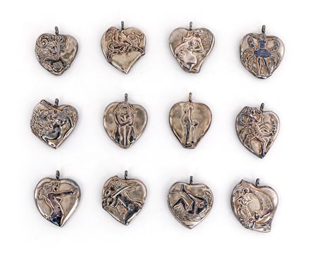 Renato Guttuso (Bagheria, 1911 - Roma, 1987) Segni Zodiacali Ciondoli in...