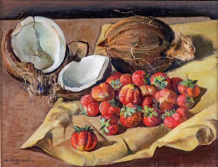 Marino Maserati (Voghera, 1890 - Novi Ligure, 1981) Natura morta con noci di...