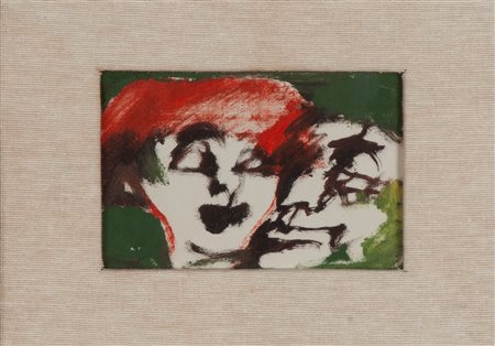 Mino Maccari (Siena, 1898 - Roma, 1989) Figure Olio su tela cm 10x15 Firma al...