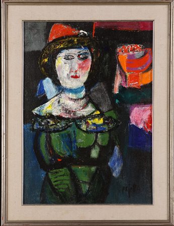 GUIDO PAJETTA (Monza, 1898 - Milano, 1987) Figura con berretto rosso 1975...