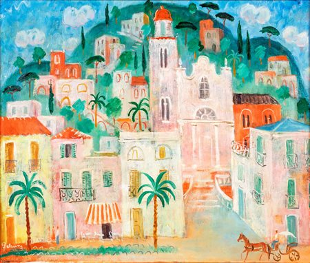 István Pekáry (1:Principale) (Budapest, 1905 - Budapest, 1981) Città Olio su...