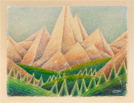 Gerardo Dottori (Perugia, 1884 - Perugia, 1977) Dolomiti 1964 Idromatita su...