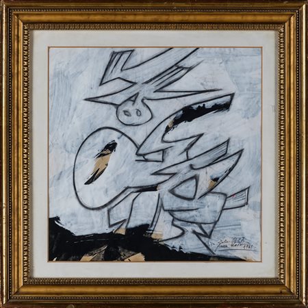 Gianni Dova (Roma, 1925 - Pisa, 1991) Senza titolo 1969 Tempera, carboncino e...
