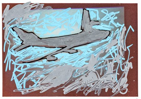 Mario Schifano (Homs, 1934 - Roma, 1998) Aereo 1990-97 Fotografia ritoccata...