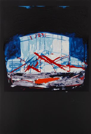 Mario Schifano (Homs, 1934 - Roma, 1998) Senza titolo Smalto su serigrafia...