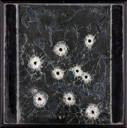 Senza titolo 1988 Spari su vetro cm 48,5x48,5 Firma e data incise sul fronte...