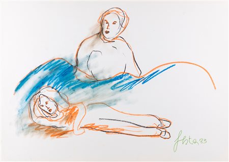 Tano Festa (Roma, 1938 - Roma, 1988) Senza titolo 1983 Pastelli su cartoncino...