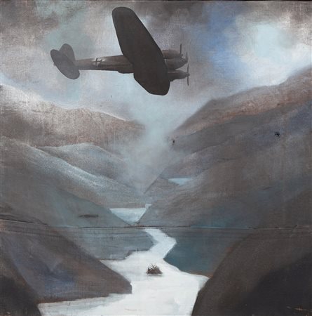 Luca Pignatelli (Milano, 1962 - ) Aereo sul fiume 2004 Tecnica mista su tela...