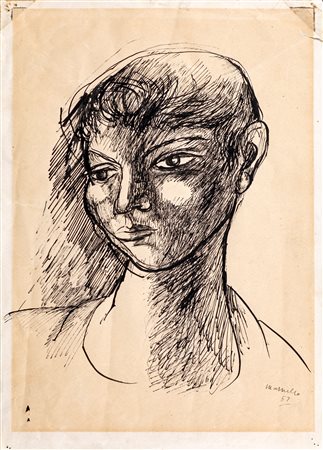 Giuseppe Mazzullo (Graniti, 1913 - Taormina, 1988) Ritratto di fanciullo 1952...