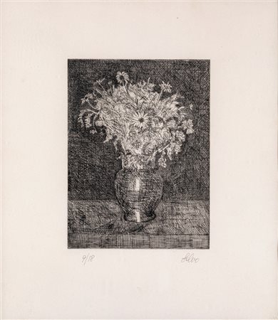 Salvo (Leonforte, 1947 - Torino, 2015) Vaso di fiori Acquaforte cm 40x35...