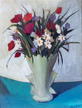 Domenico Purificato (Fondi, 1915 - Roma, 1984) Vaso di fiori cm 40x30 Firma...