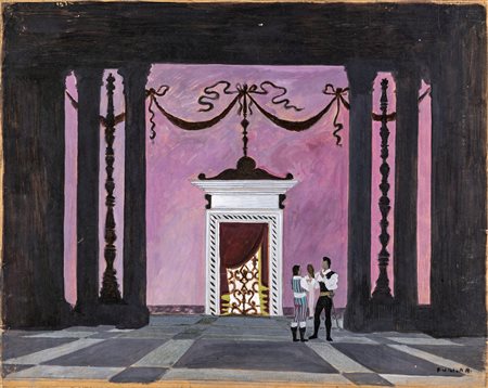 Alfredo Furiga (Olginasio, 1903 - Roma, 1972) Scenografia Tempera su carta...