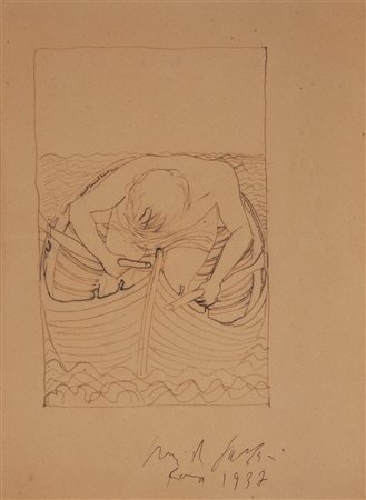 Pericle Fazzini (Grottammare, 1913 - Roma, 1987) Il Barcaiolo 1937 China su...