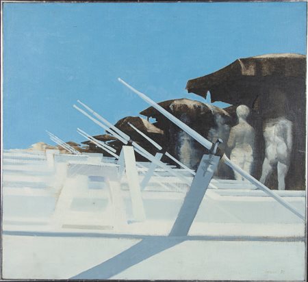 Dino Boschi (Bologna, 1923 - Bologna, 2015) Studio n.3 sui Mosconi 1972 Olio...